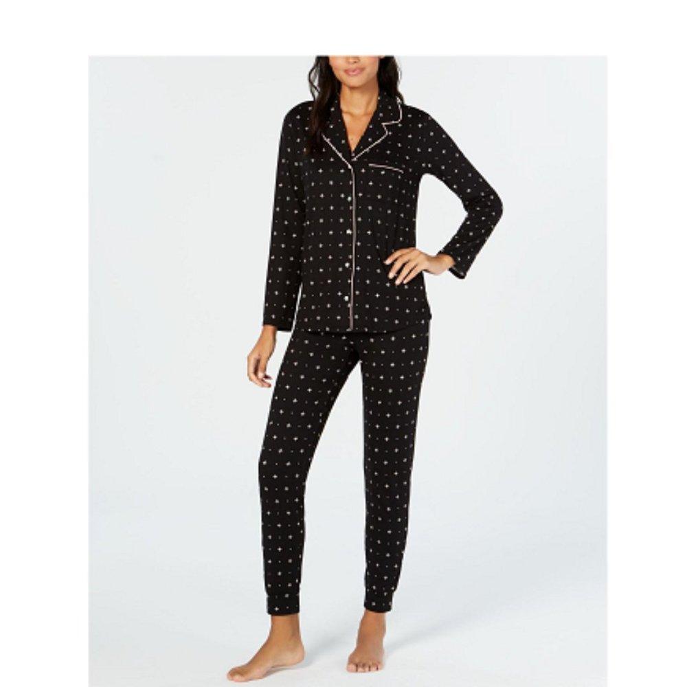 Alfani M Printed Pajama Set Geo Pin Dot Blk